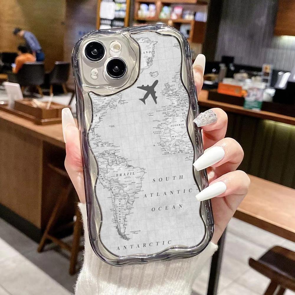 Ae89 Map aircraft trajectory Protective Phone Cases for Apple iPhone 16 15 14 13 Pro Max 11 12 mini XR 7 8 6s Plus XS Max SE Wave TPU Back Cover