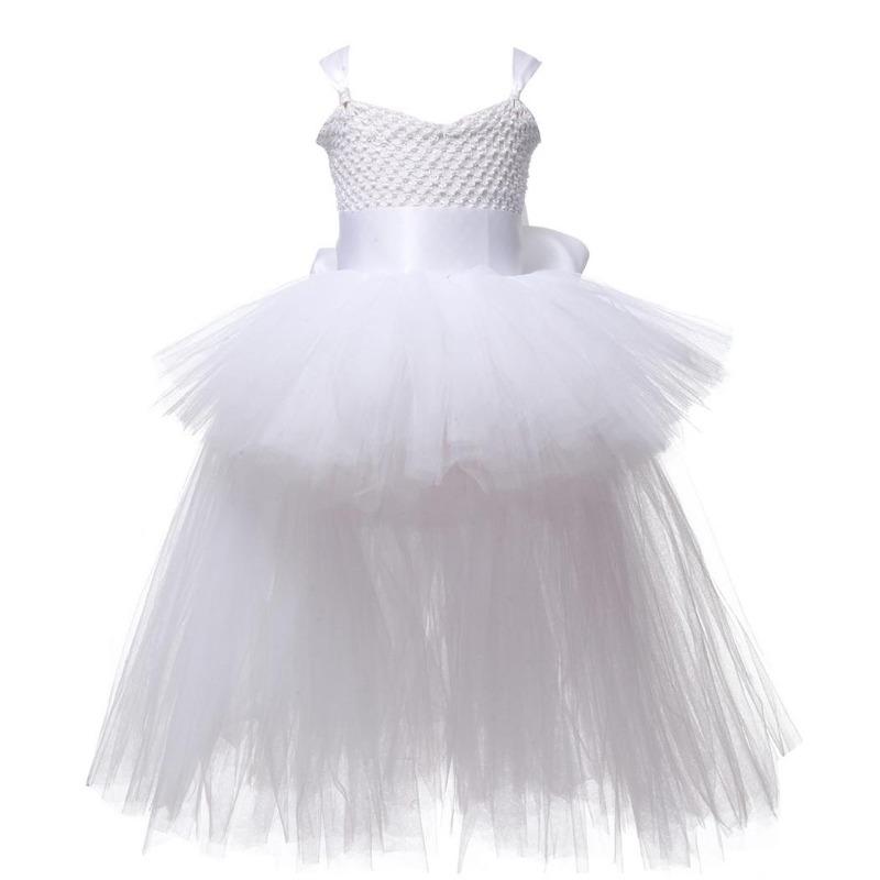 Black Girls Tutu Dress Tulle V-neck Train Child Evening Birthday Party Dress Kids Halloween Costume
