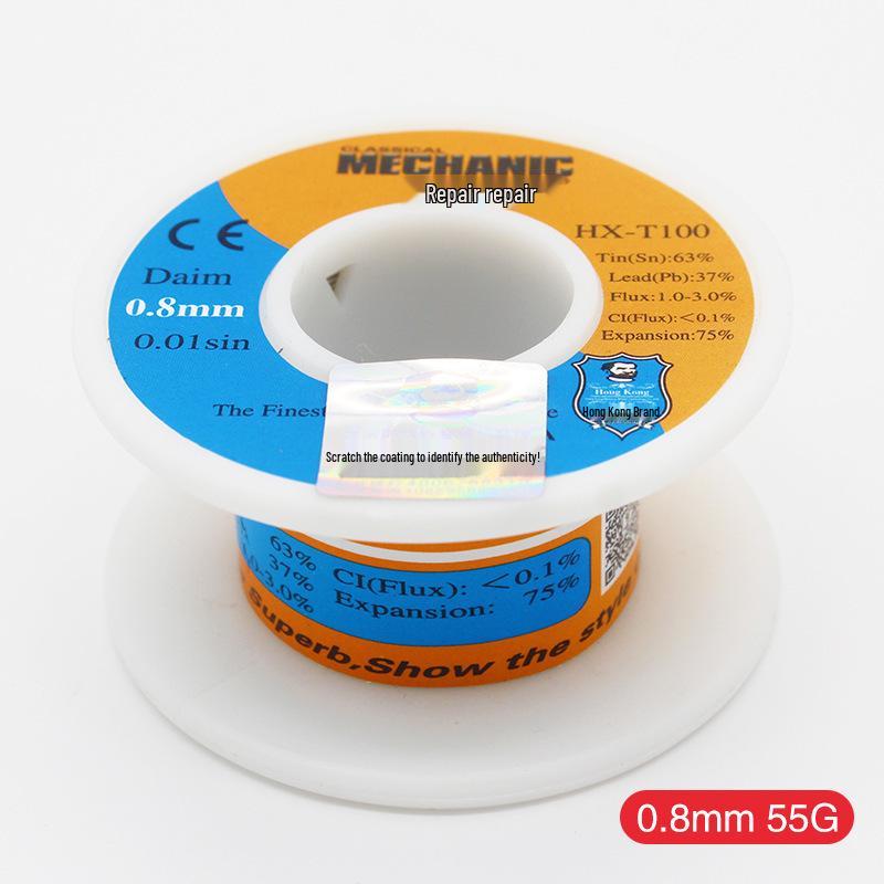 Repairman Rosin Core Solder Wire, 0.8mm, High-Brightness, Lead-Free, 0.5/0.6mm Options Available