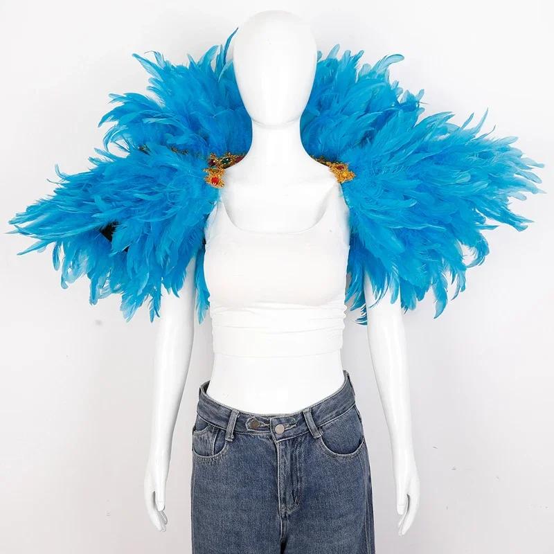 Carnival Costume Decorative Accessories Luxury Feather Shawl Party Cosplay Scarf Fashion Show Runway Performance Elegant Apparel