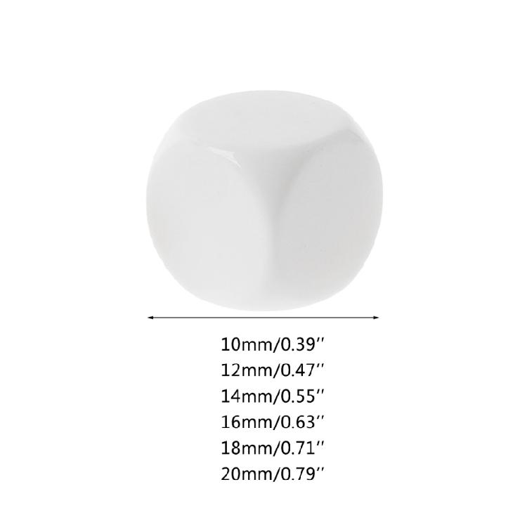 10 Stück Kinder Lernspiel Brettspiel Würfel Set Weiße Würfel Mathematisches Werkzeug 6-seitige Würfel Acryl Abgerundete Ecken Würfel