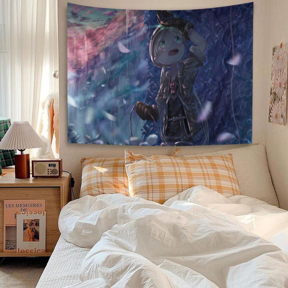 Made in Abyss Angelabenteuer Wandteppich Skurril Grün Anime Wandbehang Perfekt für Otaku Schlafzimmer Fantasie Ästhetik Dekor