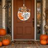 Holiday Craft Ornament Hello Fall Door Hanger Wooden Pumpkin Welcome Sign with Bow Wall Hanging Plaque Rustic Autumn Wreath for Thanksgiving