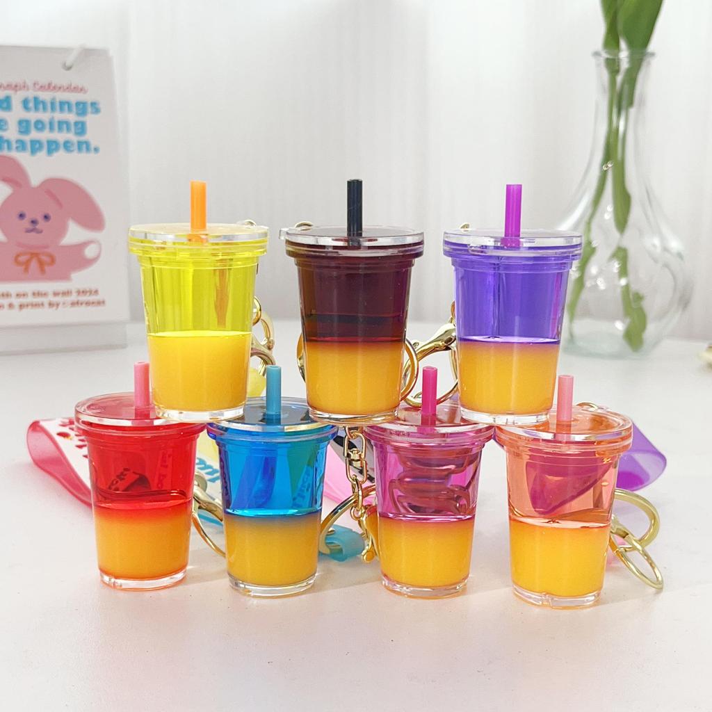 Acrylic Milk Tea Keychain: Cute Coffee Cup Glitter Pendant Charm
