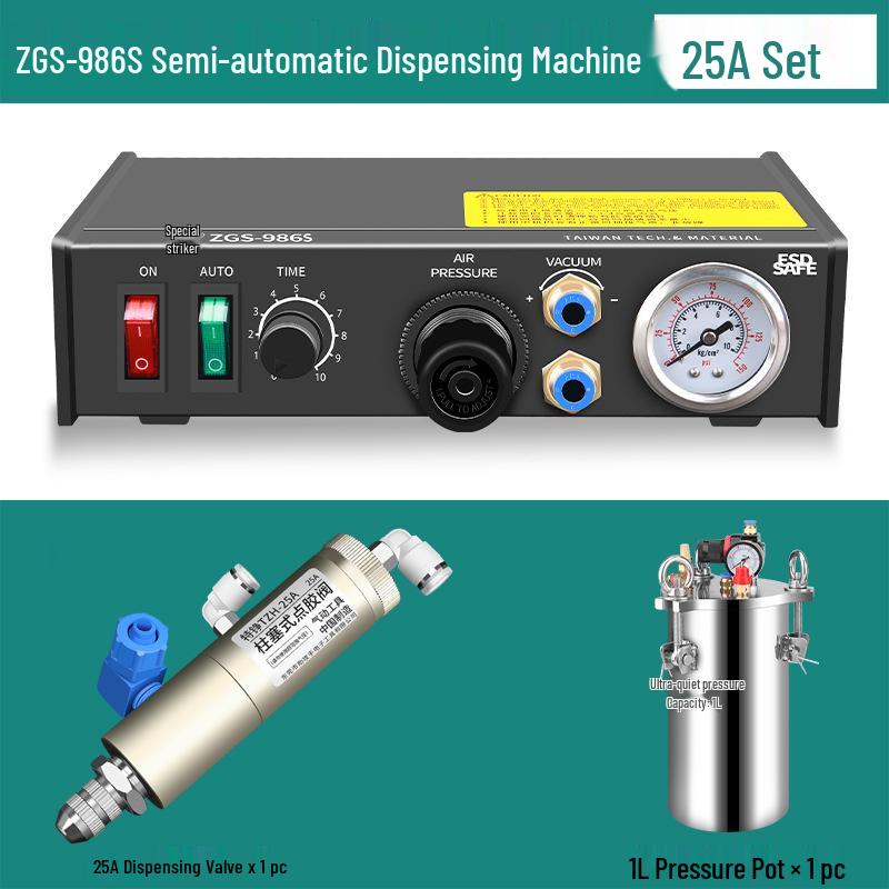 Pneumatic Dispensing Machine for UV Glue and Silicone with Pin-Type Valve and Back-Suction Spray Gun