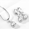 Damen Mädchen Geometrische Kristall Zirkon Halskette Ohrstecker Set Legierung Tropfen Anhänger Dekor Accessoires