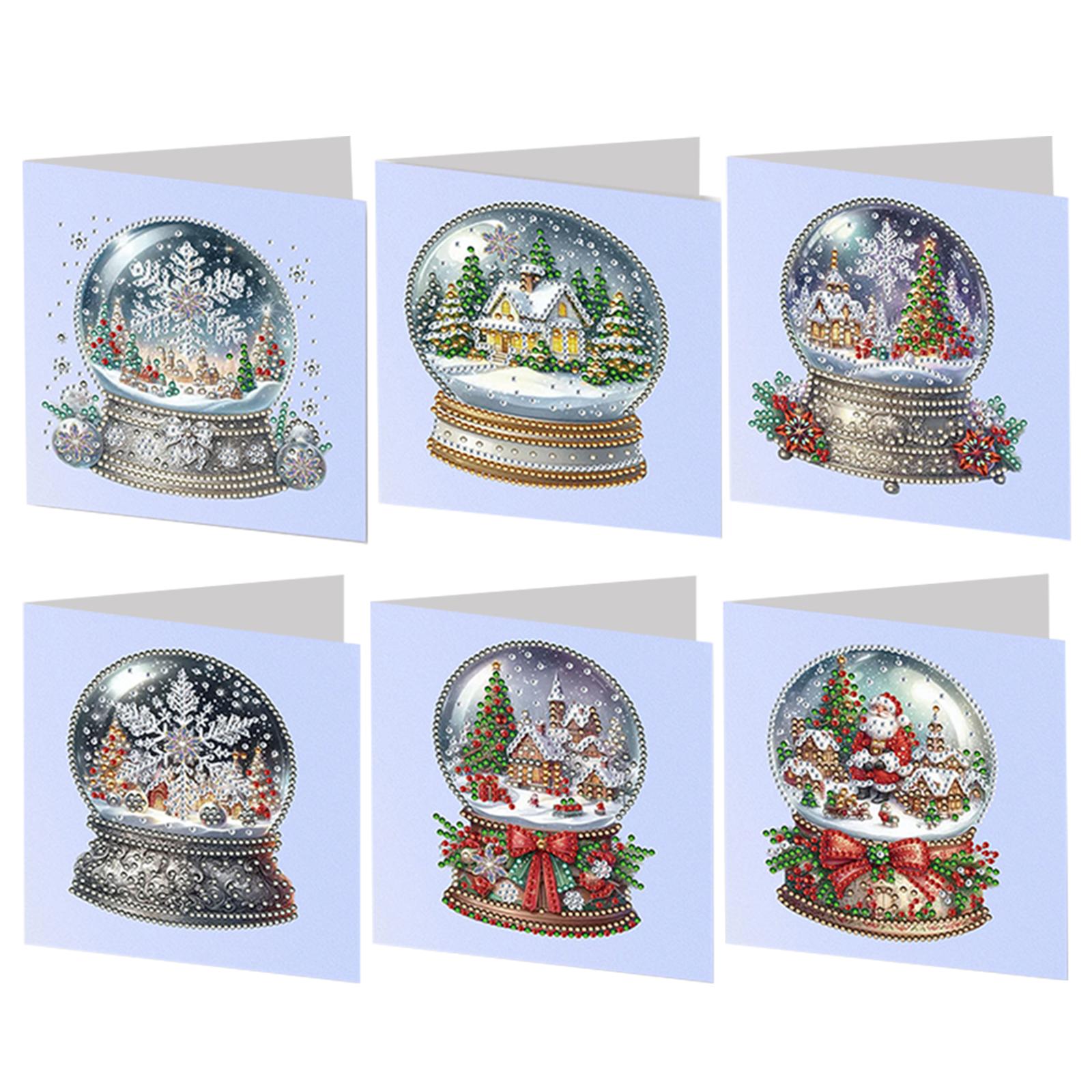 

6pcs DIY Diamond Painting Greeting Card Set Diamond Art Painting Christmas Greeting Cards for Holiday Blessings Christmas Gift