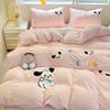 Class A Ins Pure Washed Cotton Bedding Four-Piece Set Quilt Cover Quilt Cover Bed Sheet Person Student Dormitory Three-Piece Set