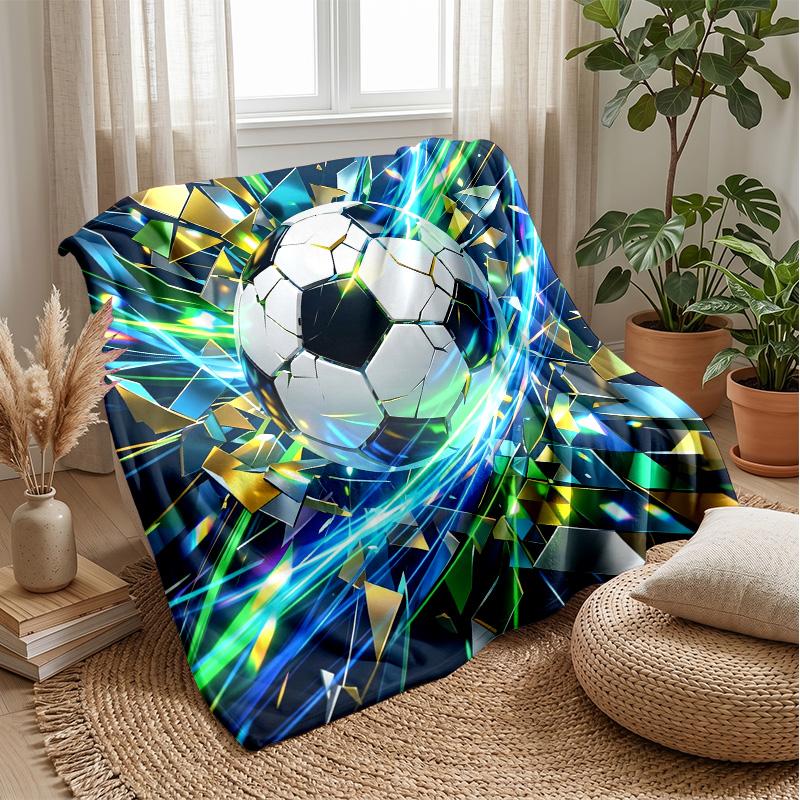 Soccer Ball in Flames Theme blanket Lightweight Warm Flannel Blanket Decorative Throw Blanket for Home Decoration