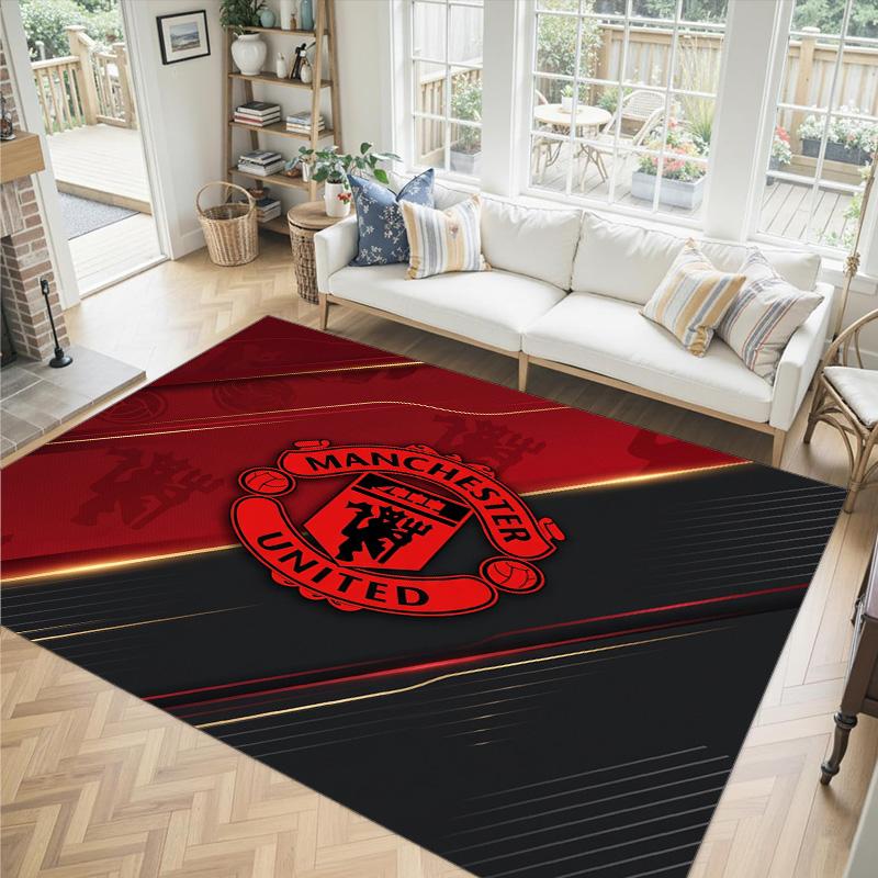 Manchester United Design Crystal Velvet Carpet Cozy Non?Slip Printed Rug For Bedroom Living Room Entrance