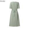ZANZEA Women Summer V-Neck Casual Short Sleeve Dress