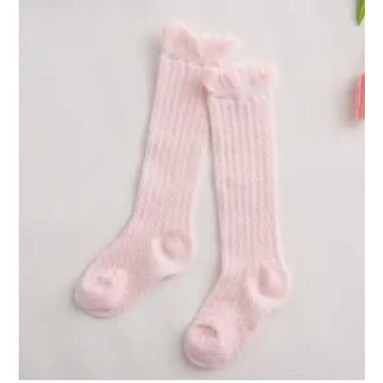 Baby Girls Kids Winter Non-slip Socks Bow Summer Spring Mesh Newborn  Terry Cotton Sokken Princess Knee High Long Socks