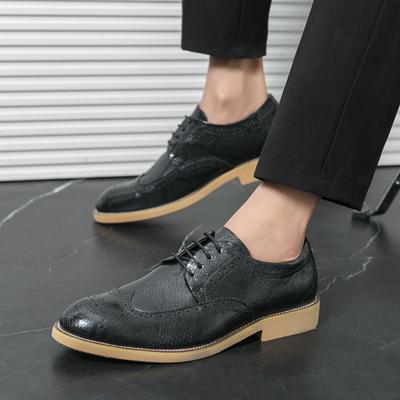 Fashion Black Brogue Business Men's Leather Shoes Classic British Fashion Styles Formal Party or Wedding Handsome Adult Shoes 38-47