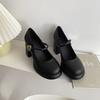 Designer Plateau Dicke Ferse Damen Mary Jane Schuhe Schlichte Höhensteigerung Schnalle Schuhe Damen Outdoor Elegante Kleiderschuhe