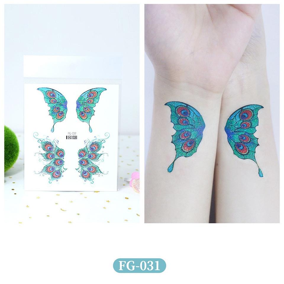 1pc Glitter Gradient Butterfly Wing Tattoo Eyeliner Face Sticker for Kids' Eye Makeup DIY
