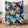 Custom Name Soccer Theme Printed Blanket - Perfect for Couch, Bed, Travel & Outdoor Use | Machine Washable, Cozy & Durable.