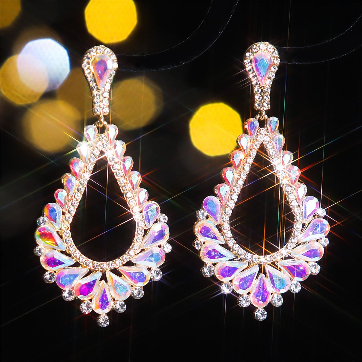 

Модные высококачественные роскошные длинные серьги с кристаллами, персонализированные преувеличенные женские серьги, 1 пара