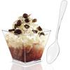 20pcs 60ml Dessert Cups Square Cup Mouth Ice Cream Cup Disposable Plastic Mousse Cups  Yogurt