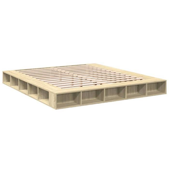 VidaXL Cadre de lit chêne sonoma 200x200 cm bois d'ingénierie, lit, lit de rangement, cadre de lit double, lit double, 3280449