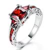 Luxury Female Crystal Pink Stone Ring Trendy Silver Color Engagement Wedding Jewelry