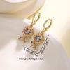 Nidin Multicolor Zircon Flower Hoop Earrings For Women Elegant Pearl Sunflower Dangle Ear Buckle Bridal Wedding Jewelry Gifts