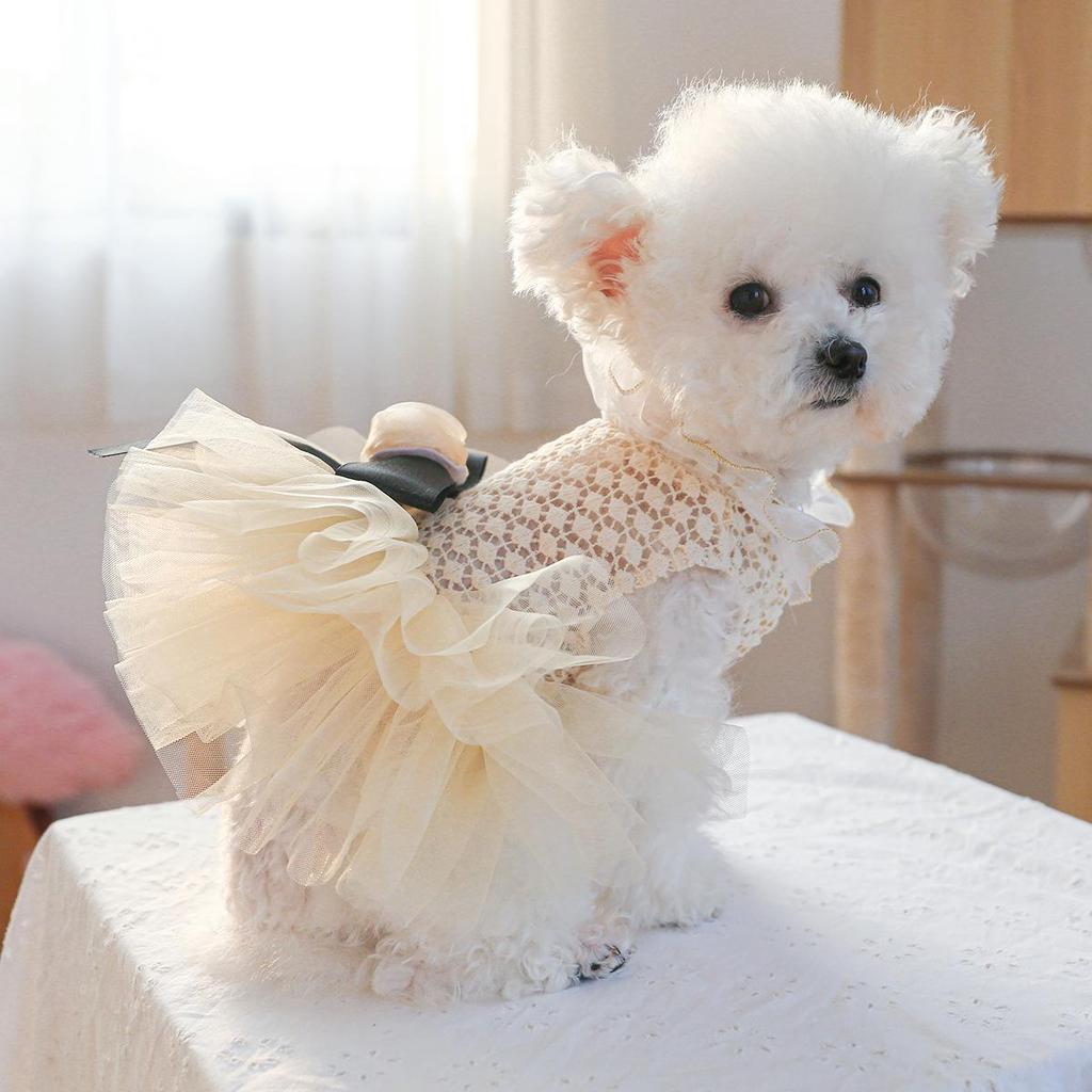 Miss Coco Cute Princess Fluffy Yarn Wedding Dress Skirt for Dogs and Cats