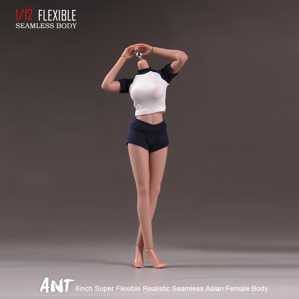 Scale Female 22 Joints Seamless Female Body Micro Beauty Action Detachable Legs Suitable for Hobby Collection 1/12 Body, 6.inch Ultra-flexible