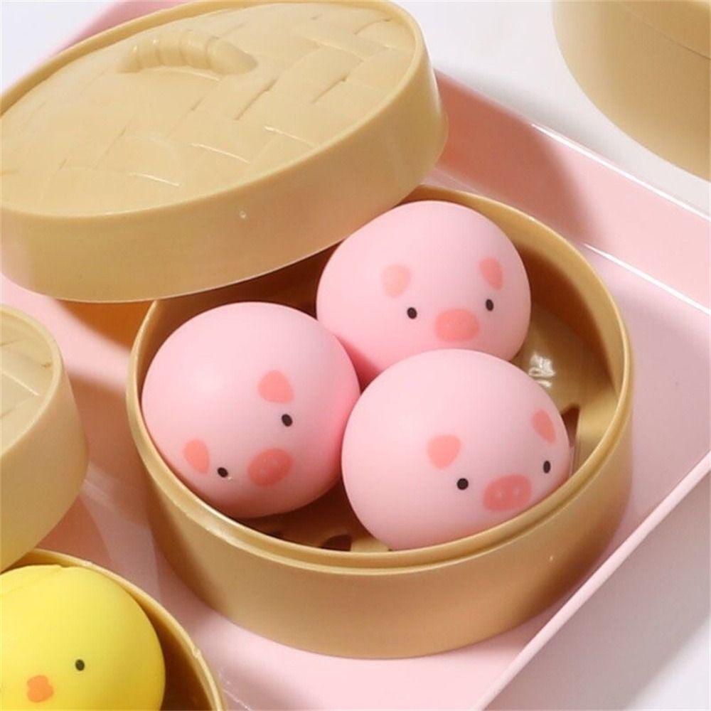 Steamer Animal Dumpling Toys Steamed Dumpling Dog Bun Squeeze Balls Mini Squeeze Toys Boys Girls