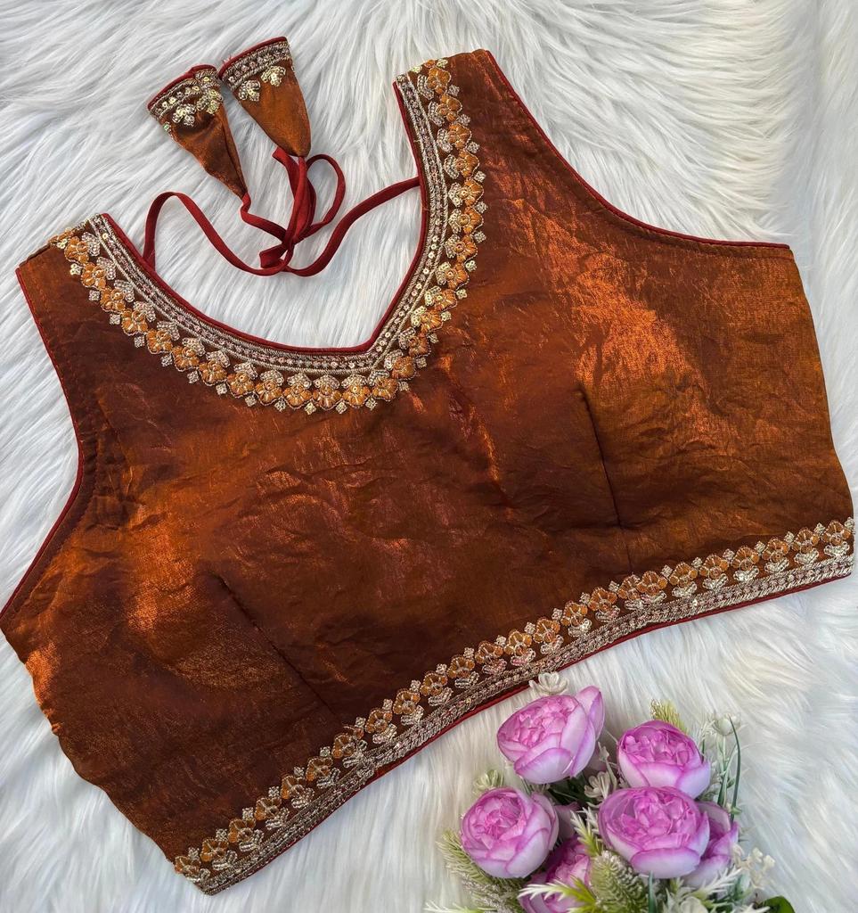 Blusa sin mangas de mezcla de seda para mujer Ropa de fiesta india Diseñador Étnico Choli