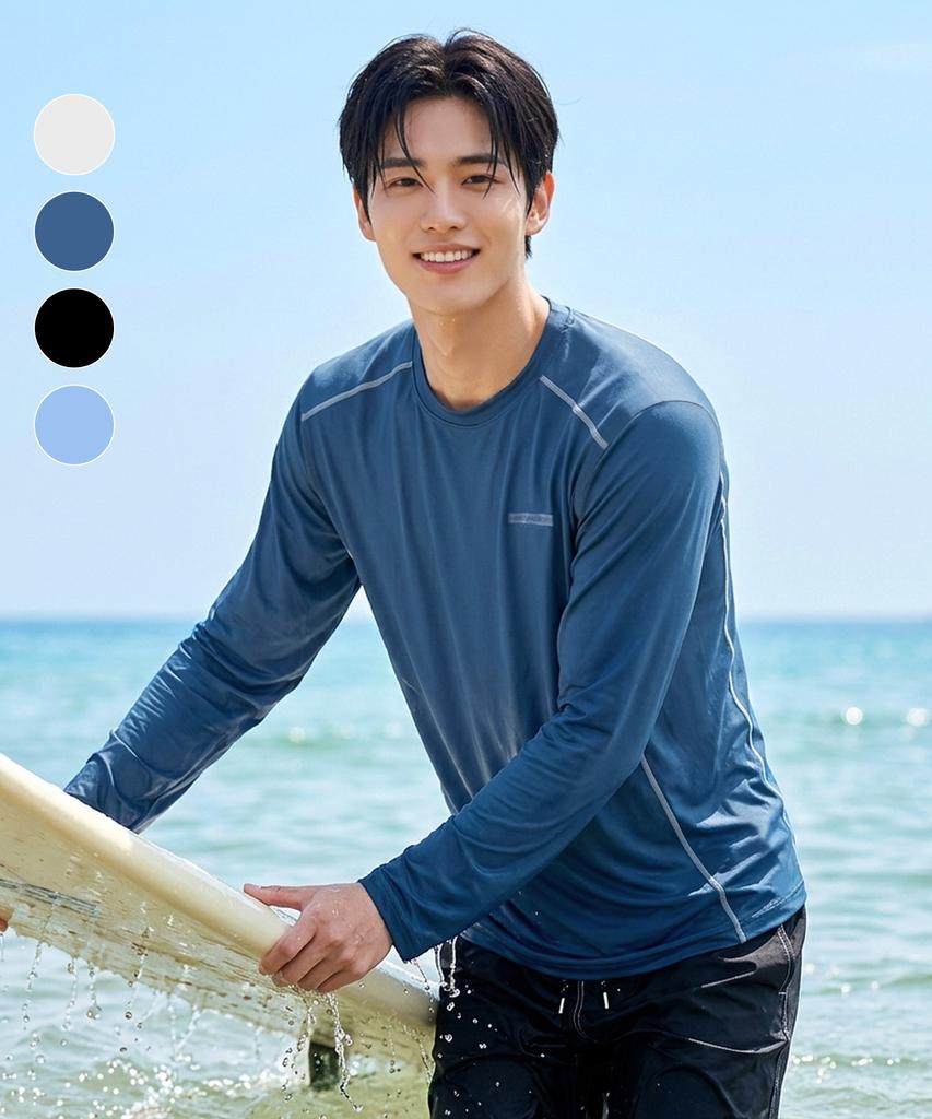 Helingbon Men'S Cool Mesh Loose Fit Long Sleeve Rash Guard (4 Colors) / Rg347M