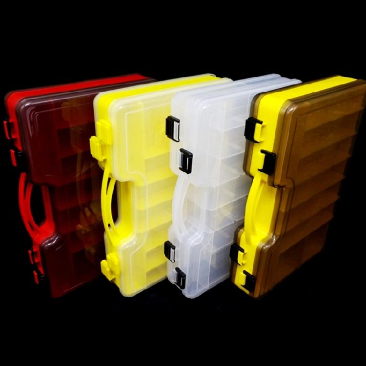 Double Sided Fishing Tackle Box Plastic Fishing Lures Baits Box Easy to Use