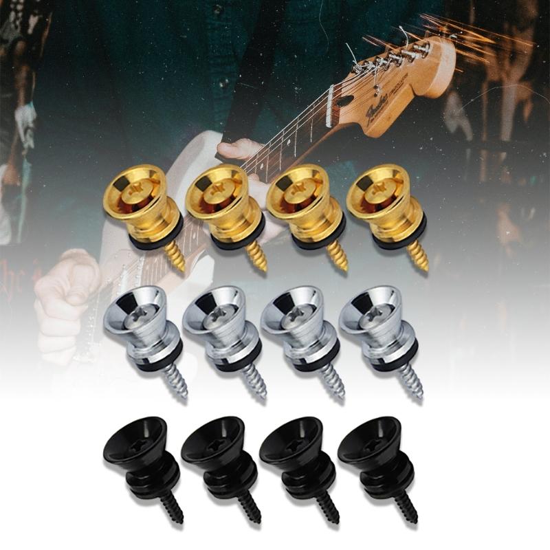 4Pcs Guitar Strap Lock Buttons Metal End Pin Security Straplocks Belt Buckle Retainer for Guitar Bass Ukuleles