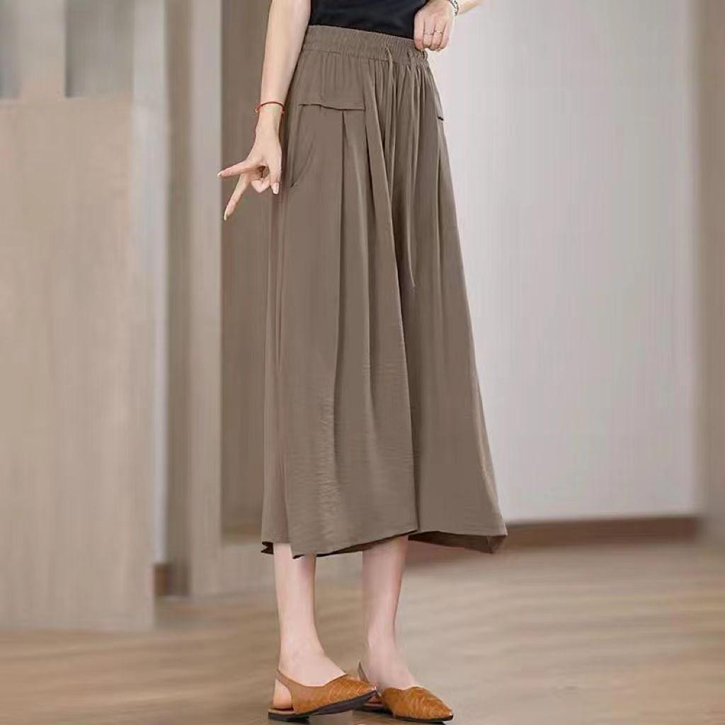 Women's Summer 2025 High-Waisted Ice-Feel Wide-Leg Culottes
