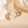 High-End European & American 18K Gold Stainless Steel Stud Earrings - Fashionable, Versatile, and Colorfast Niche Jewelry