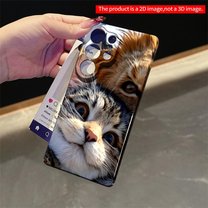 2DFlat Samsung Phone Case Lion and Cat Close-Up Wildlife Portrait Applicable To Galaxy S22 S23 S24 S25ULTRA S26 A12 A13 A14 A15 A16  A34 A35 A54 A55