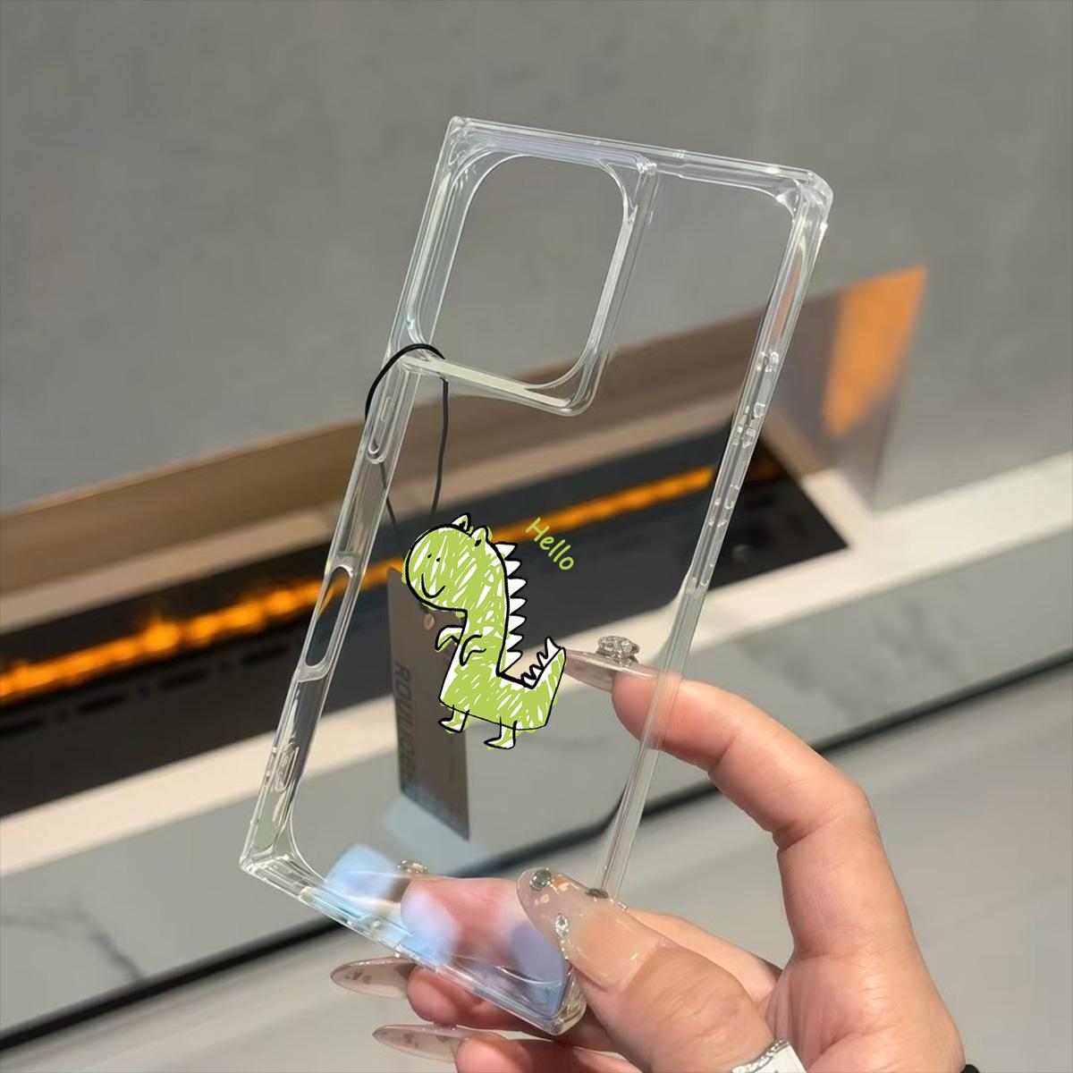 

Прозрачный квадратный чехол-накладка для защиты задней панели для iPhone 14 Pro Max 13 15 Plus 11 16 ProMax 12 с узором динозавров-карандашей iphone 11 ProMax