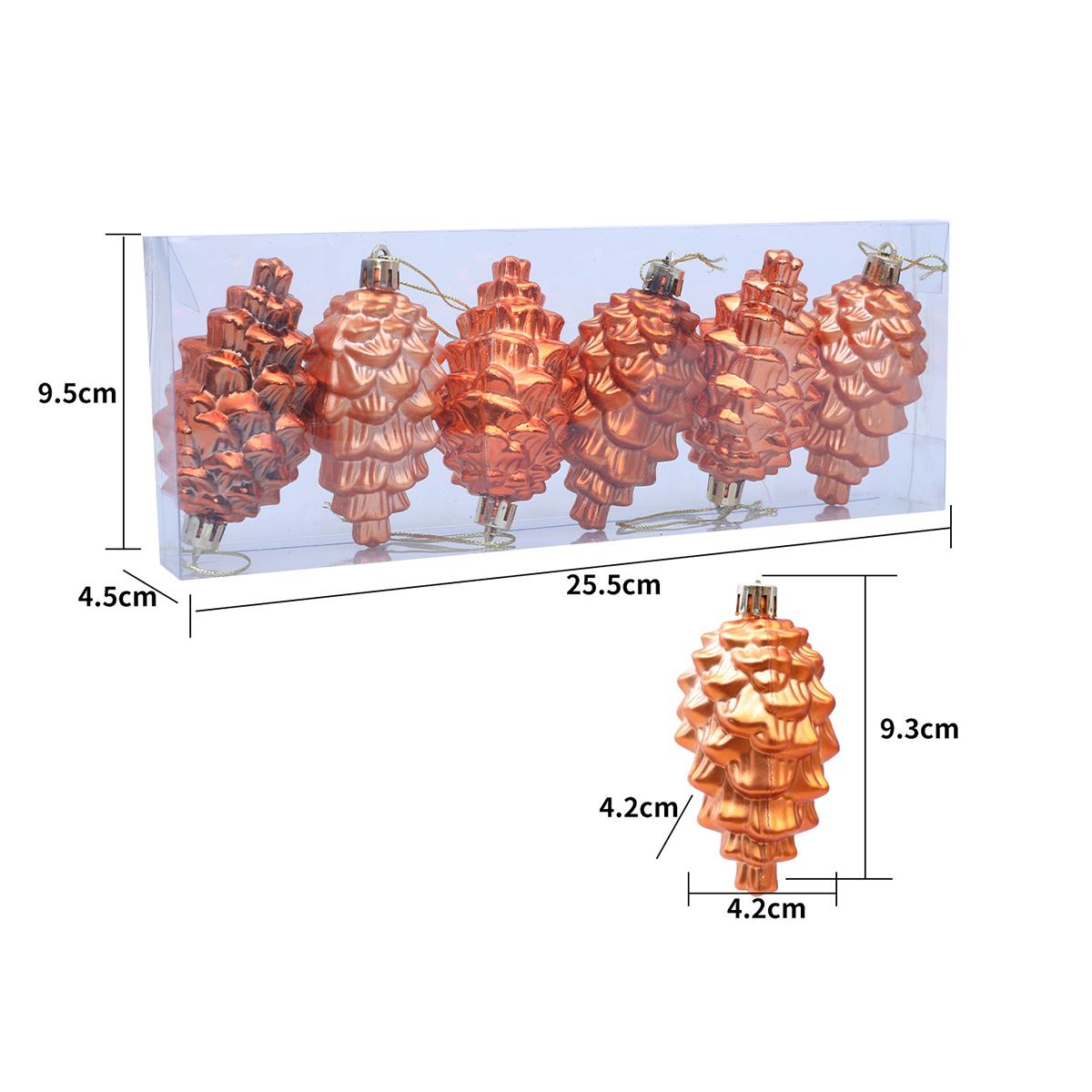 

Новые подвески на елку 9 см 6 шт. с глянцевыми и матовыми шишками оранжевый
