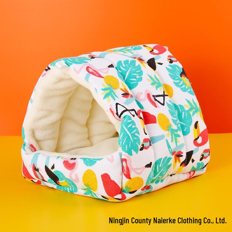 Warm Tiger Skin Bird Nest: Fleece-Lined Winter Hammock for Cockatiels