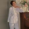 Women’s Plush Sleeping Suits Sexy Velvet Embroidered Chinese Knot Outer Robe and Pants Lounge Pajamas Comfortable Clothing