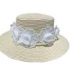 Hat female summer beach sunshade sunscreen sun hat French British retro temperament pearl flat top top hat