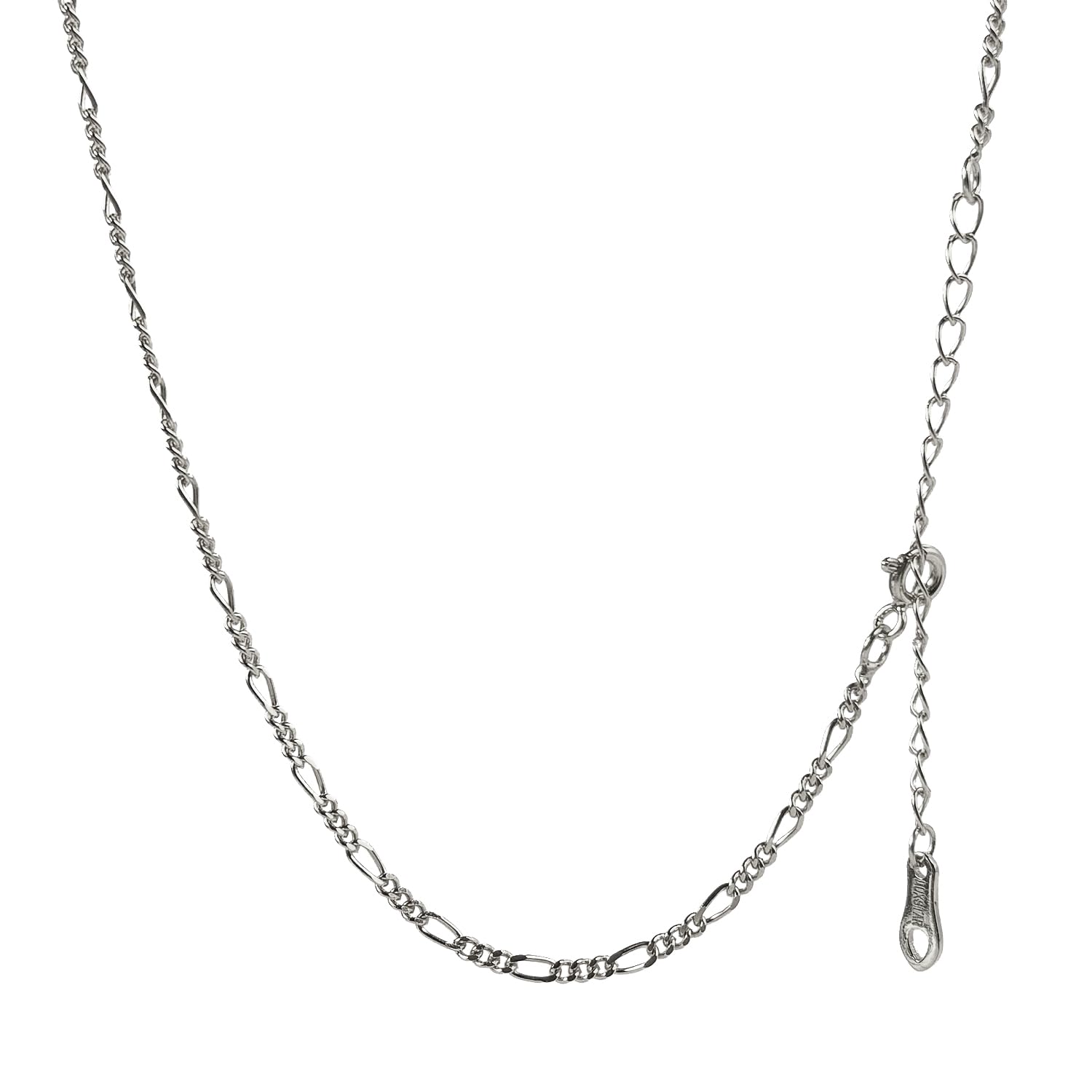 

[LUXSTAR] Figaro Chain Necklace, Sterling Silver 925, Gold Plated, Men s & Women s, with Adjustable Chain (Silver, 45cm + 5cm)