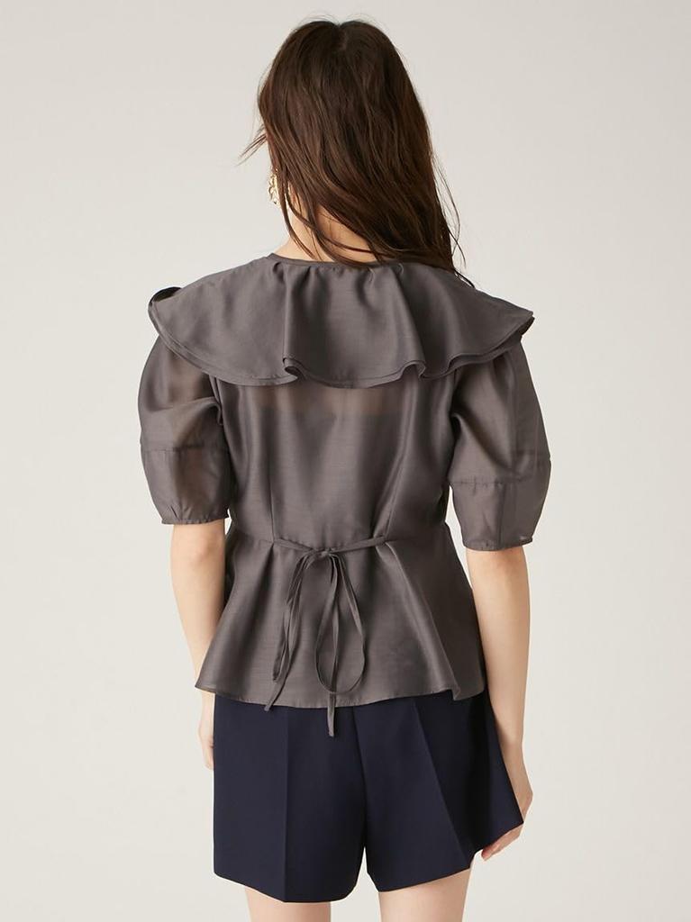 Lily Brown Double Frill Peplum Blouse LWFT251135 CGRY Women's