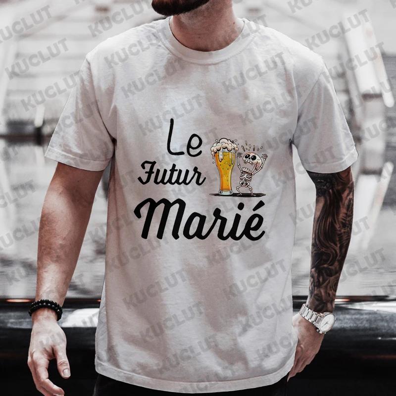 Evg Team Groom Man T Shirt French Wedding Party Tees Future Groom Squad Beer Graphic Y2k Tops Boyfriend Bachelor Party Tshirt