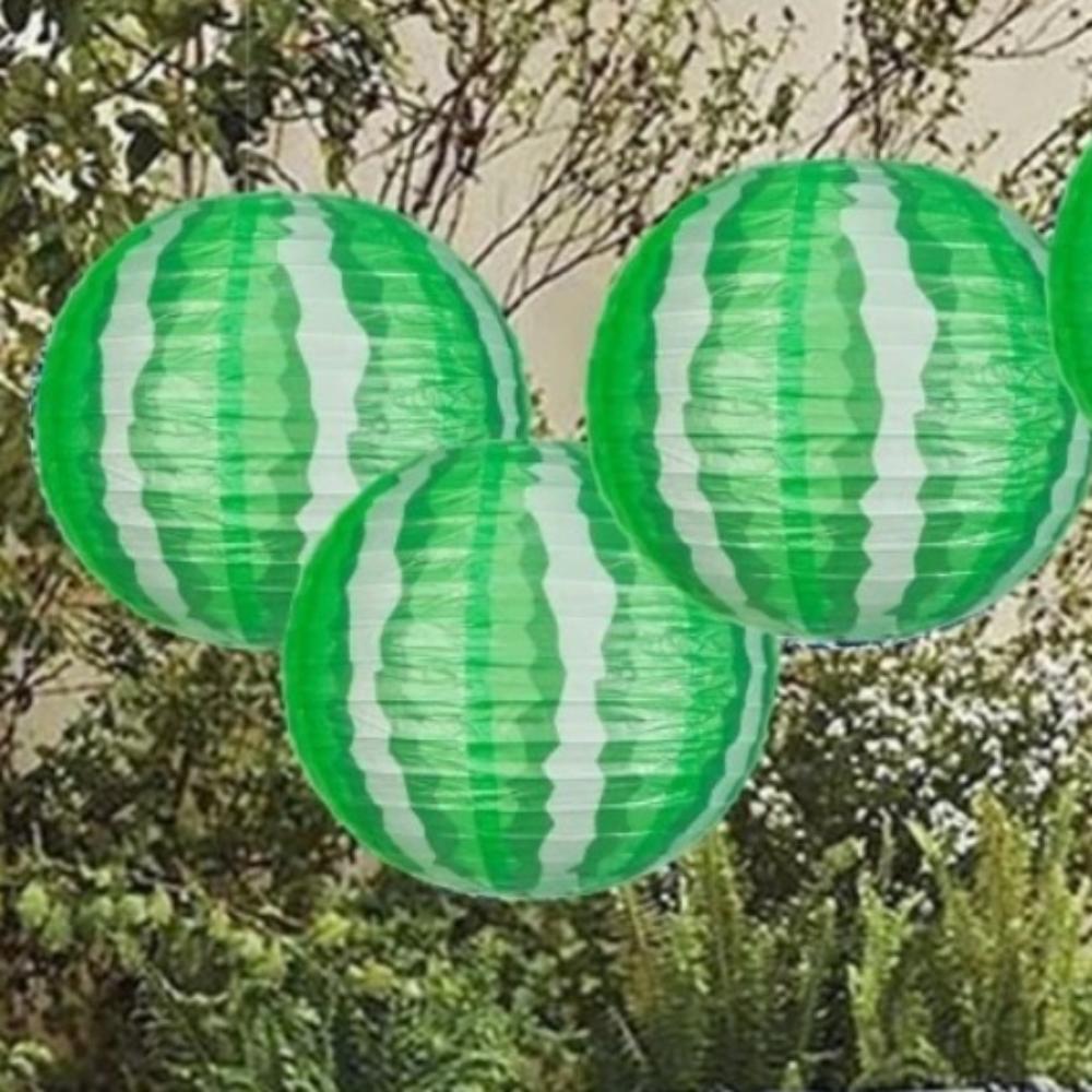 3pcs 10inch Watermelon Paper Lantern Portable Summer Hanging Lantern Hawaii Party