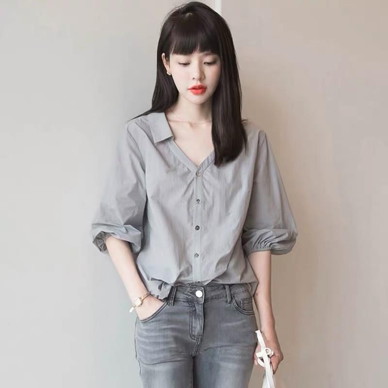 Women's Clothing Vintage Short Sleeve Shirt Summer Unique Design Office Ready Slim Fit Puff Sleeve Elegant Blouse
