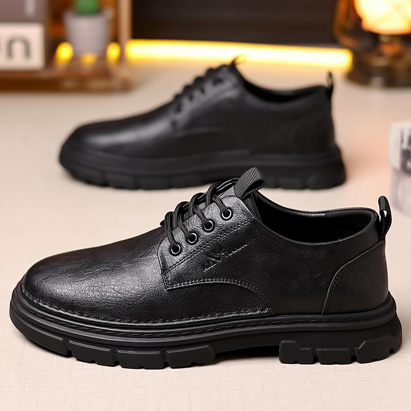 Leather Cowhide British Leather Shoes Men's Leather Men's Shoes Platform Lightweight Martin Tooling Shoes Front