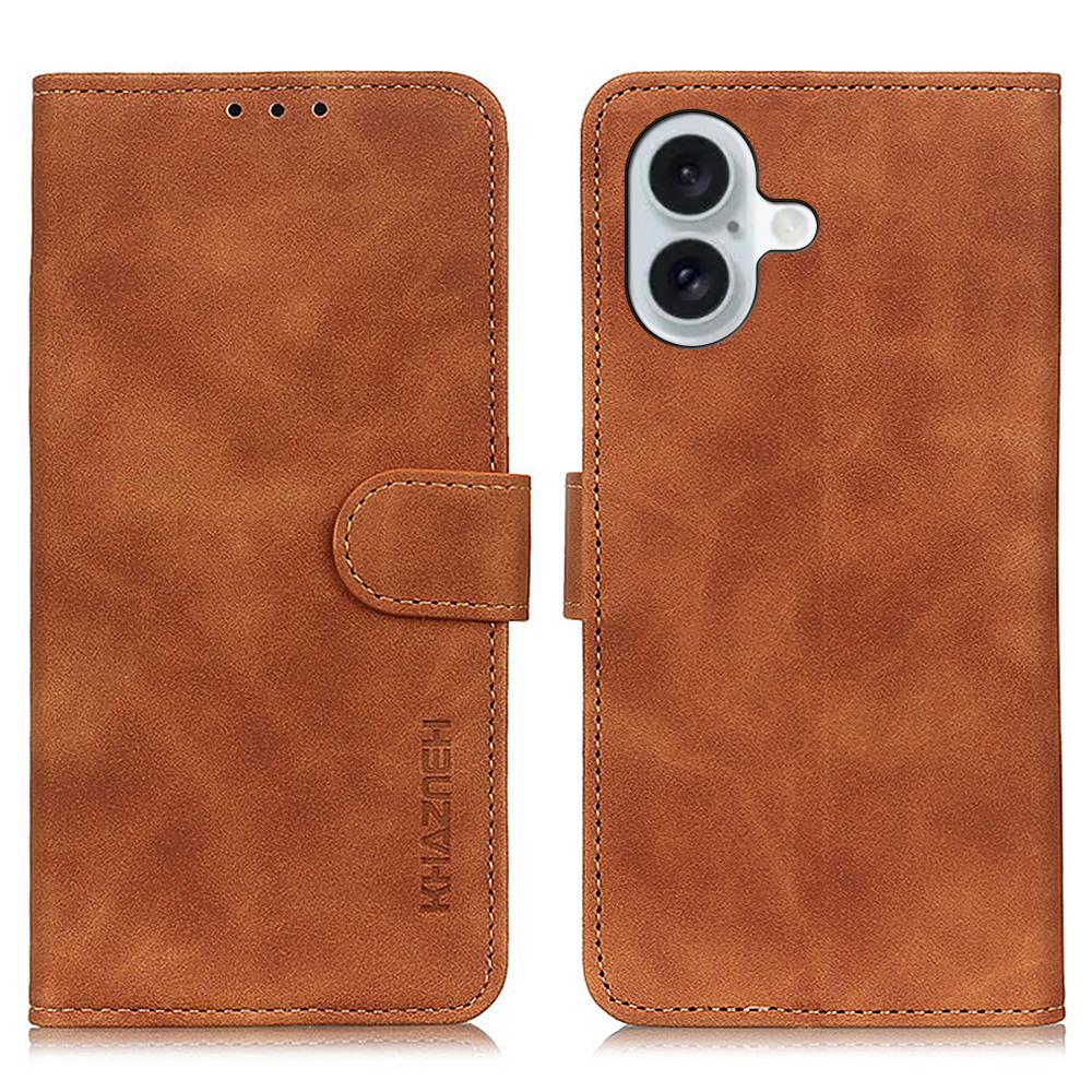KHAZNEH For iPhone 16 Case Retro Leather Phone Cover with Wallet Stand