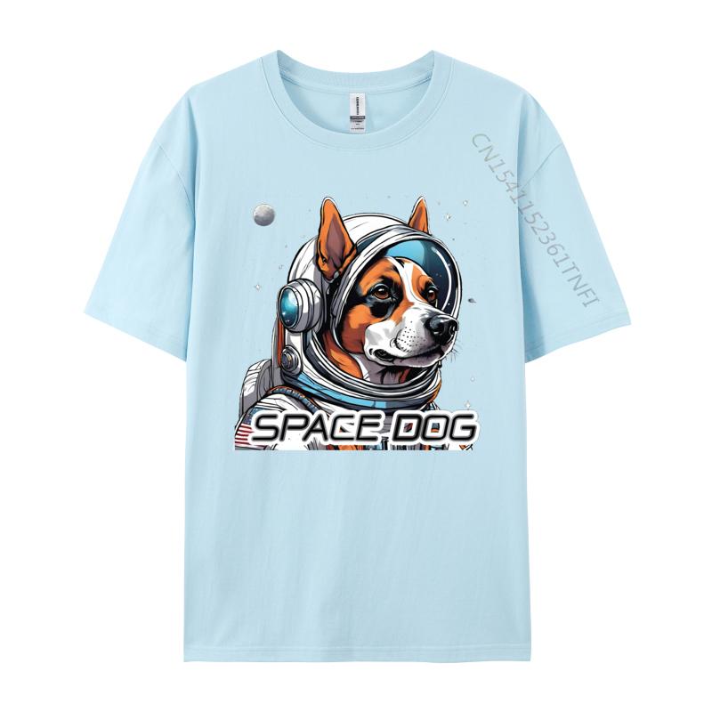 Astronaut Dog Tshirt Tops Tees Dog In Space Tshirts Design Cotton Fabric Young Tops Tees Good Quality
