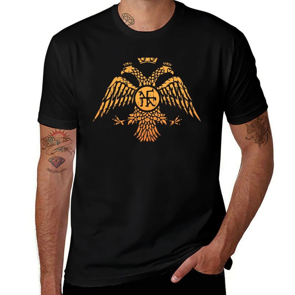 T-shirt Bandiera Aquila Bizantina T Shirt Unisex 100% Cotone Marca di Lusso T-shirt Anime per Unisex T-shirt