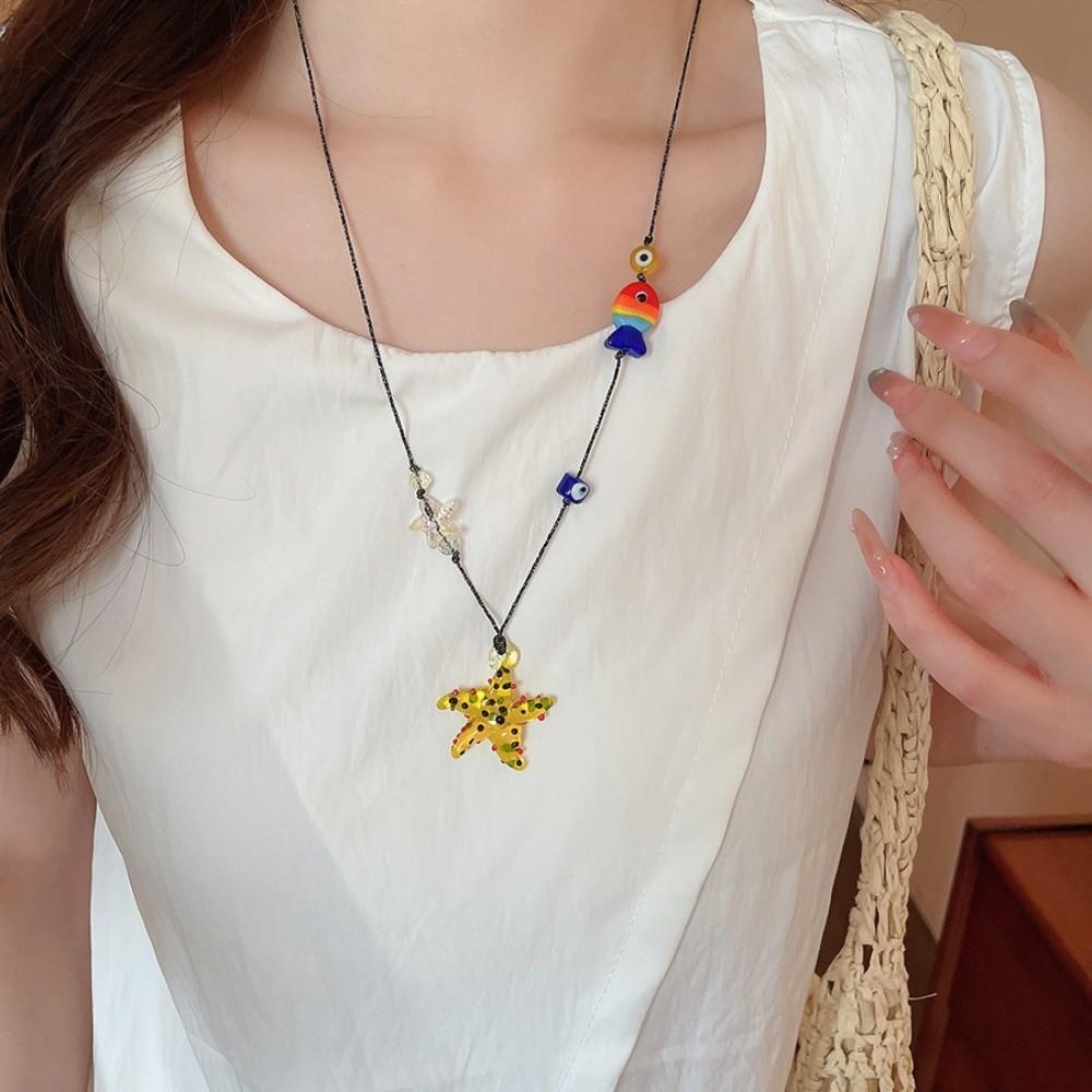 Starfish Ceramic Fish Pendant Ocean Sea Series Boho Ethnic Necklace Fish Starfish Necklace  Girls